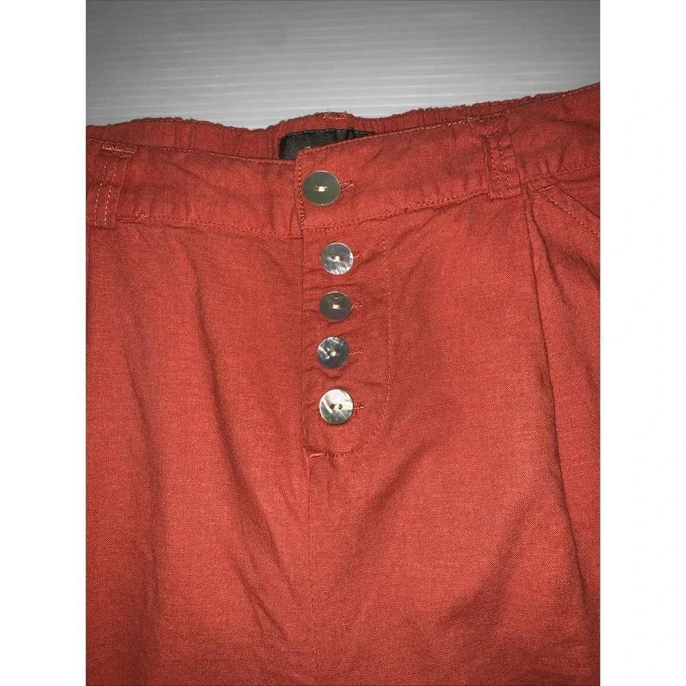 Torrid Shorts Women 12 Orange Linen Blend Pleated High Waist Sailor Resort